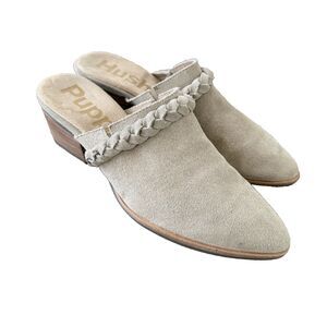 Hush Puppies Sienna Mule Slip On Womens 8 Tan Leather Suede Comfort Boho Casual